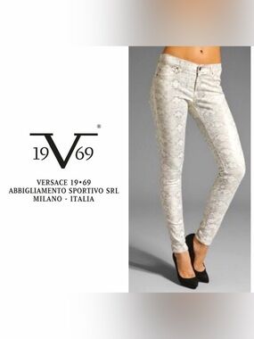 VERSACE 1969 ITALIA High Rise Snake Skinny Jeans